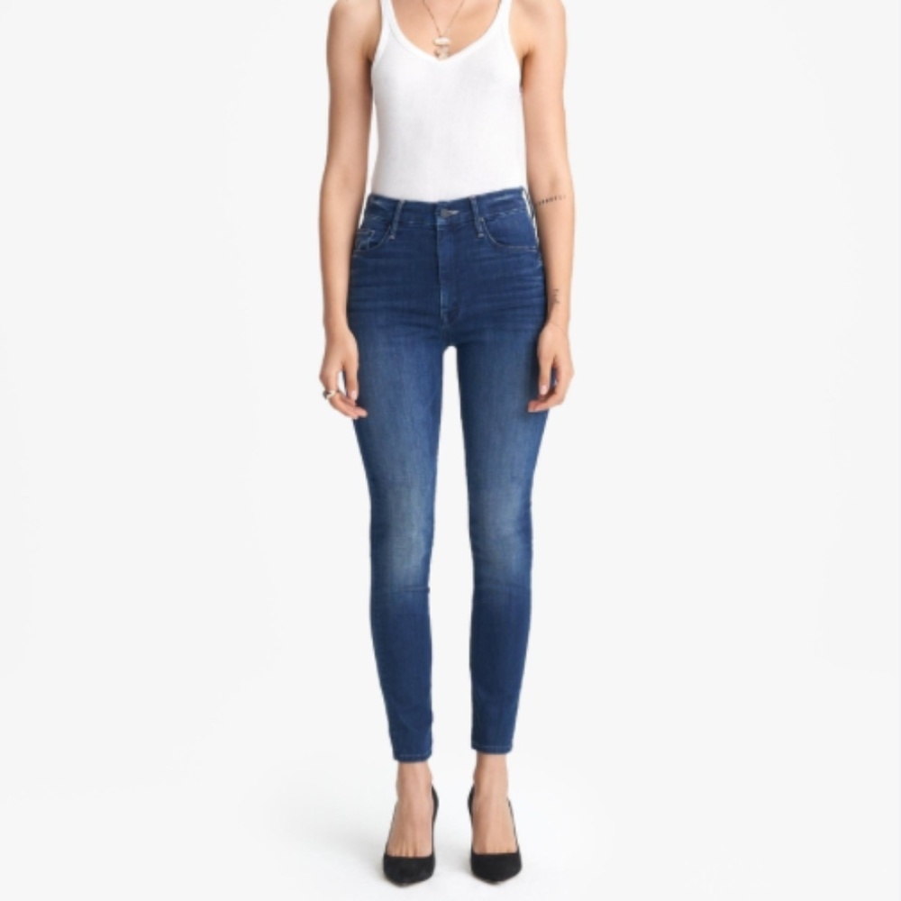 MOTHER High Waisted Looker Ankle The Road to Paradise Skinny Straight Jean